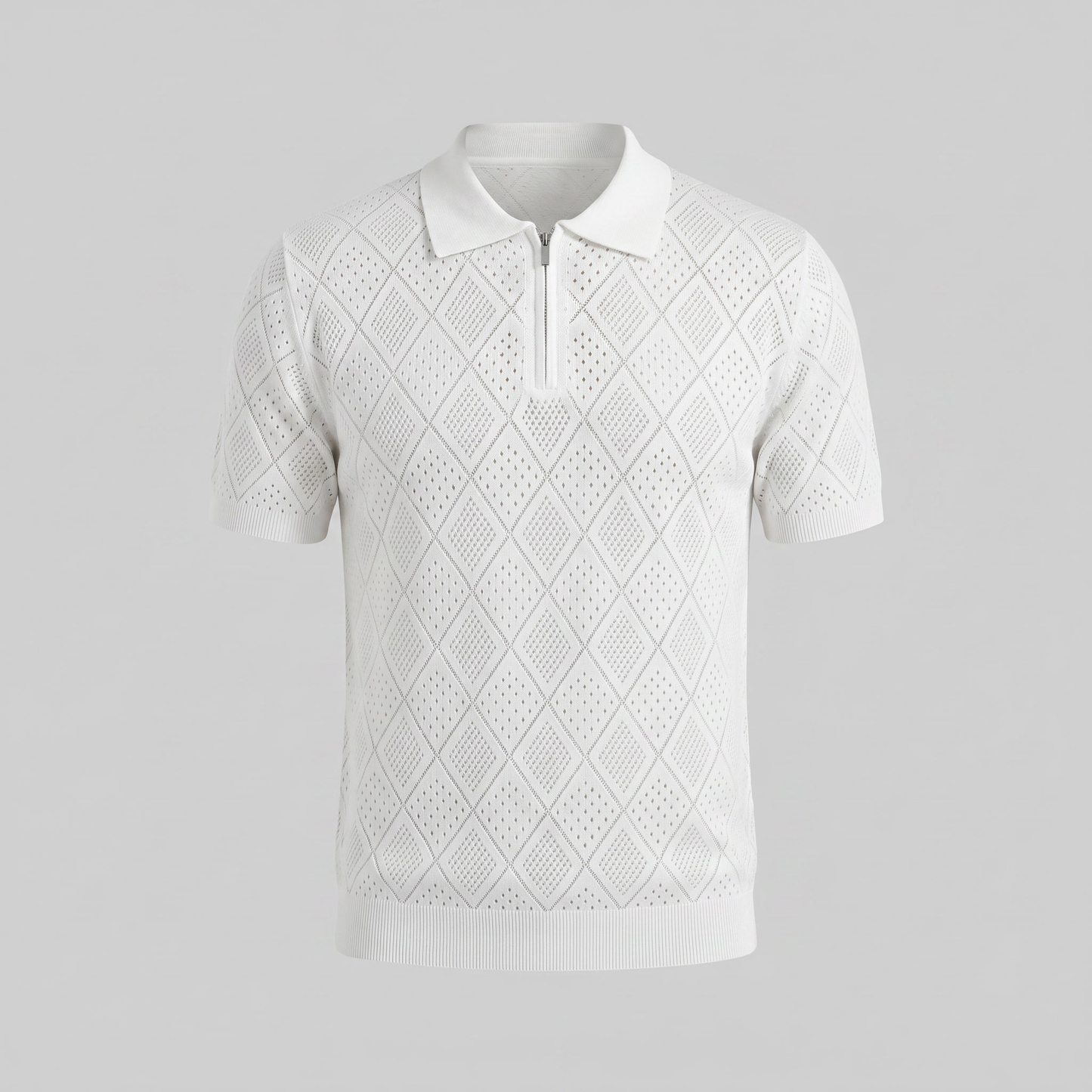 Polo para hombre con cremallera y punto calado — vacaciones