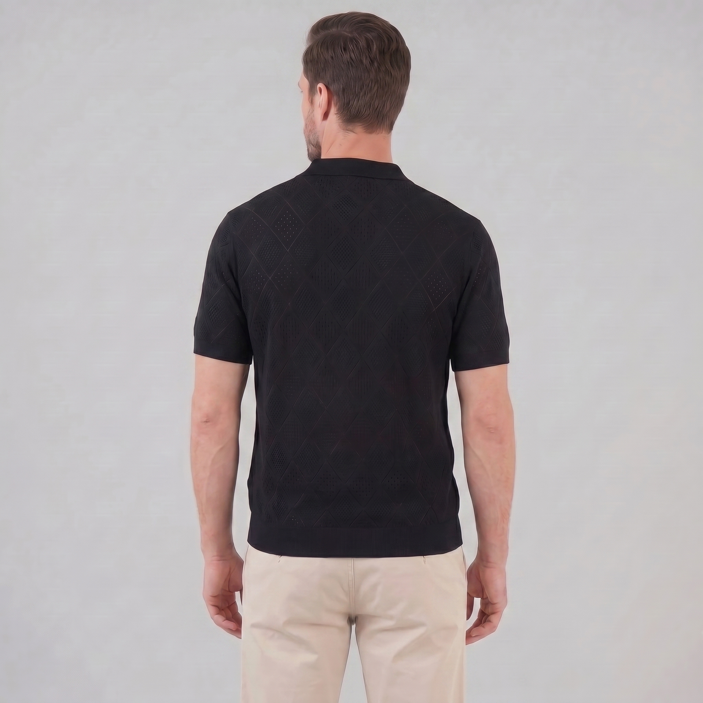 Polo para hombre con cremallera y punto calado — vacaciones